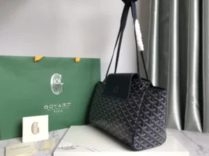 Goyard St. Louis GM 42 large tote bag black coated canvas leather trim