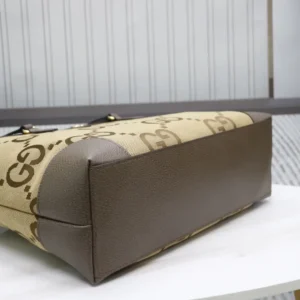 Gucci GG Supreme tote bag medium beige canvas brown leather trim with double G pattern