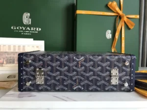 Goyard Saint Honore 40 navy blue monogram coated canvas bag with leather trim and silver hardware