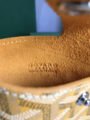 Goyard Saint Louis MM yellow chevron canvas tote bag tan leather interior made in France