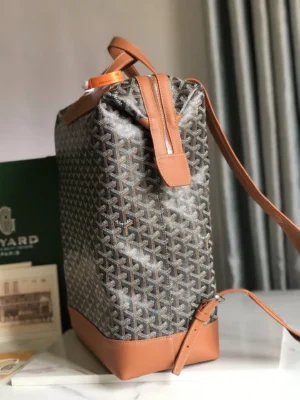Goyard Saint Louis GM bag brown monogram canvas coated with tan leather trim and handles