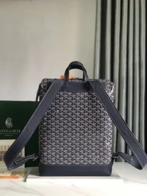 Goyard backpack medium black gray monogram canvas leather trim adjustable straps