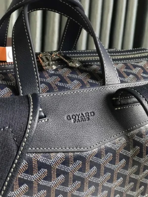 Goyard Anjou 40 MYSTERIOUS Style YMONTH0032 navy monogram coated canvas leather travel bag black