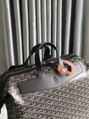 Goyard Anjou 41 S20 brown/black monogram canvas and leather tote bag with top handle