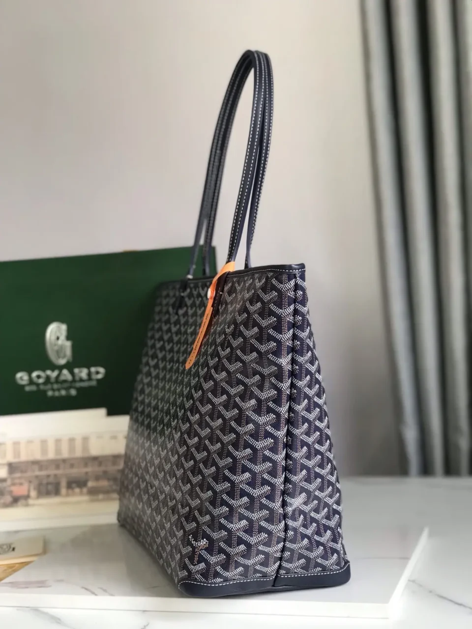 Goyard Saint Louis PM GM tote bag black monogram canvas leather trim