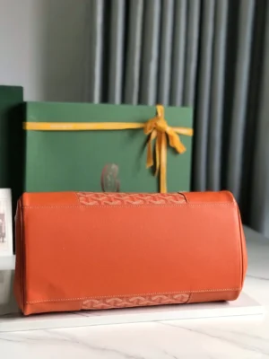 Goyard Saint Louis GM tote bag orange coated canvas and leather trim spacious design