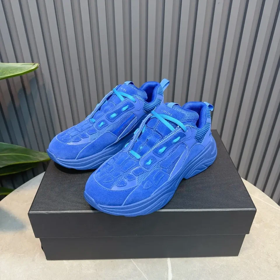 Amiri Bolt Trainer sneakers AMIRI104 blue colorway suede mesh material