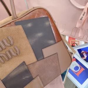 Miu Miu patchwork leather shoulder bag multicolor suede and smooth leather medium size