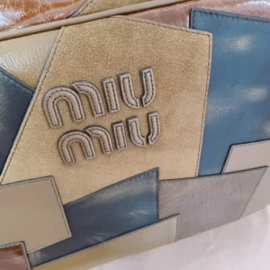 Miu Miu patchwork leather and suede bag beige blue brown multicolor medium size