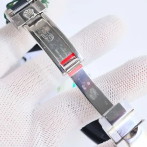 Rolex Oyster Perpetual stainless steel watch clasp with Geneva Swiss Made engraving and polished finish