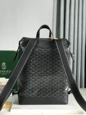 Goyard Saint Louis Backpack Medium M4686 black coated canvas leather trim casual bag