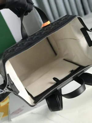 Goyard Saint Louis PM tote bag black monogram canvas with natural cotton interior and leather handles