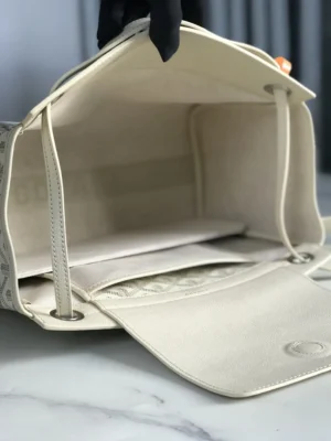 Celine Triomphe Medium shoulder bag beige canvas leather interior spacious design