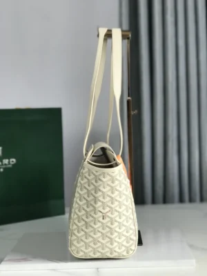 Goyard Saint Louis PM tote bag white coated canvas leather trim