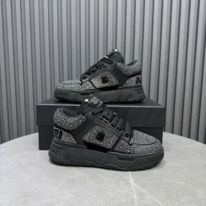 Amiri AMIRI MC01 black crystal embellished leather low-top sneakers