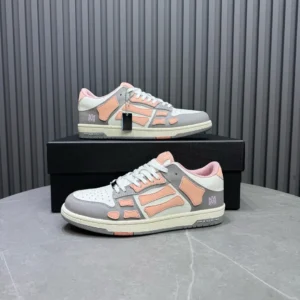 Amiri Skel Top Low sneakers gray pink white leather with suede overlays and rubber sole