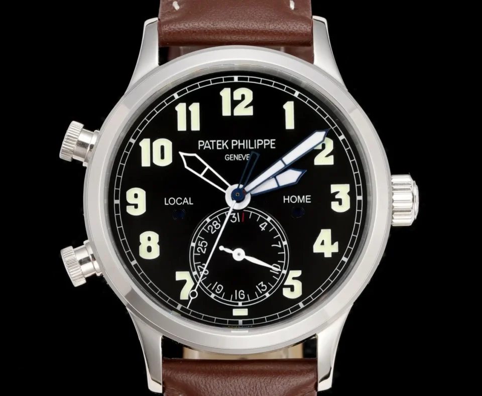 Patek Philippe Calatrava Pilot Travel Time 42mm Leather Strap Premium Edition
