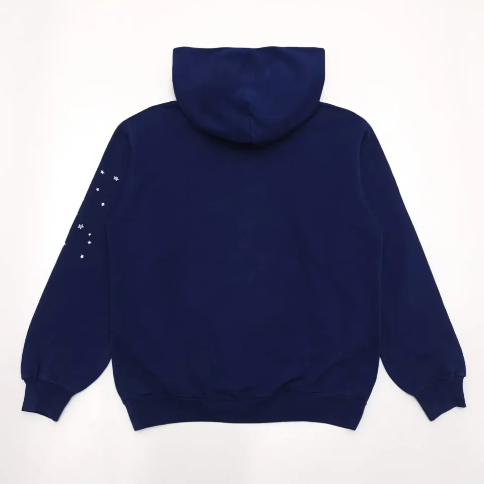 Repsgoat navy blue hoodie with star print on sleeve cotton blend pullover sweatshirt