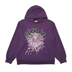 Sp5der Deep Purple Hot Diamond Spider Web Hoodie
