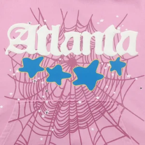 Atlanta hoodie pink cotton with white logo and blue star graphic print