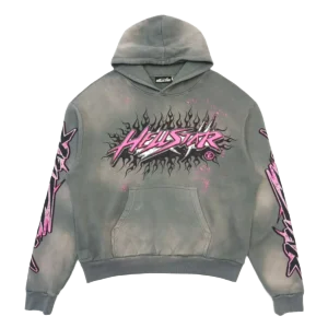 HELLSTAR Grey Powder Future Flame Hoodie