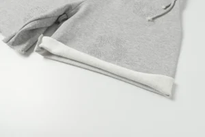 Chanel logo grey hoodie cotton blend casual sweatshirt with crystal embellishments and drawstring hood