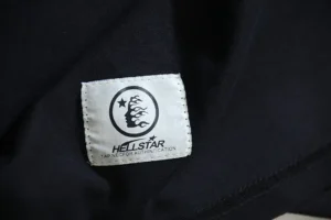 Hellstar clothing label black fabric cotton material close-up tag detail