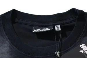 Hellstar black cotton crew neck T-shirt medium size with printed brand label and tag attached