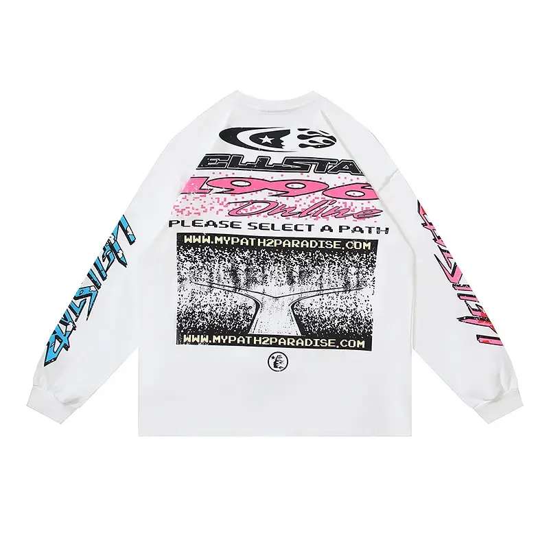 Ellesse long sleeve t-shirt white cotton graphic print streetwear apparel