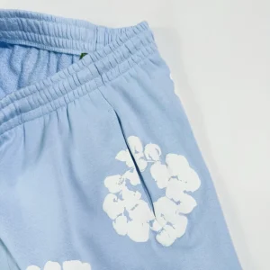 Repsgoat cotton shorts blue white floral print elastic waistband casual wear