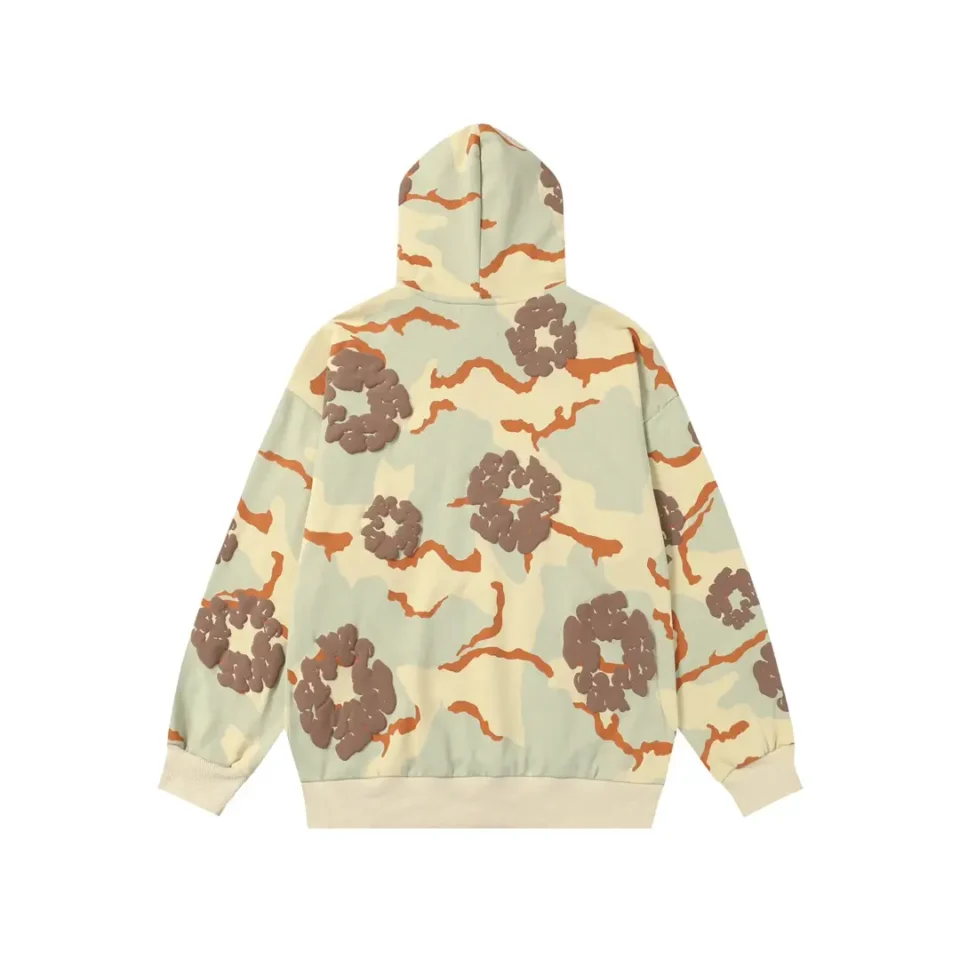 Bape Hoodie beige orange brown cotton camo pattern pullover sweatshirt with hood