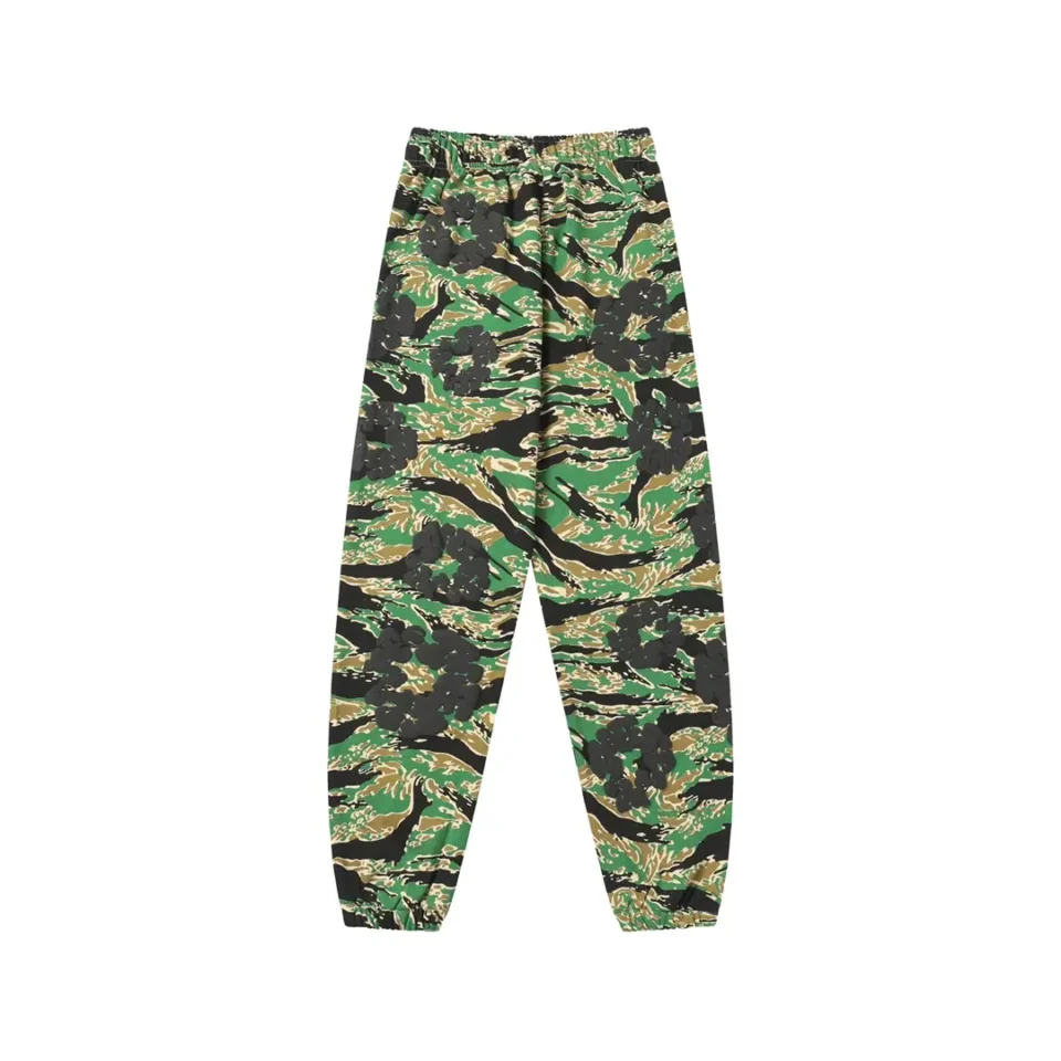 Supreme camouflage floral print pants green black tan cotton blend elastic cuffs