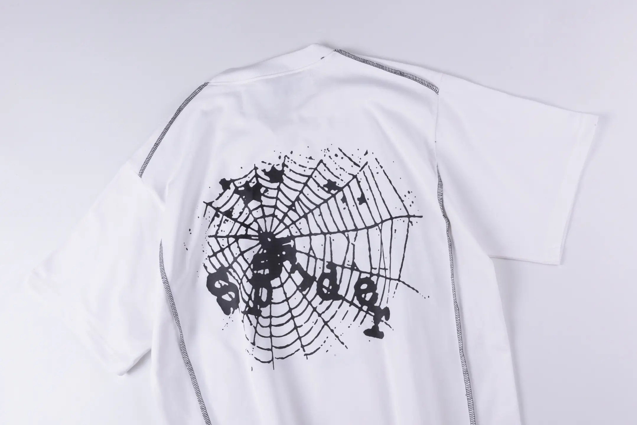 Supreme short sleeve t-shirt white cotton with black spider web graphic on back