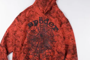 Repsgoat hoodie red black spiderweb pattern cotton blend sweatshirt