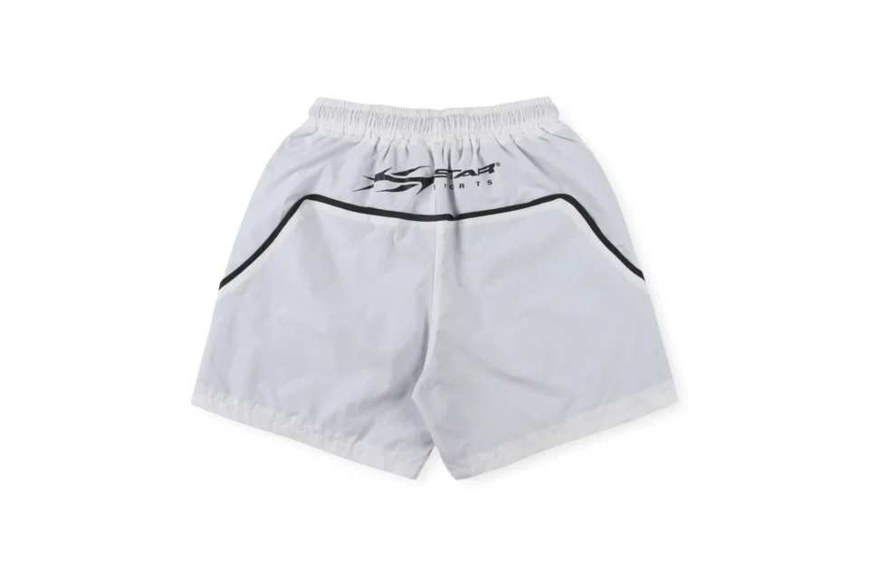 Star Sports shorts white color with black trim made of lightweight fabric