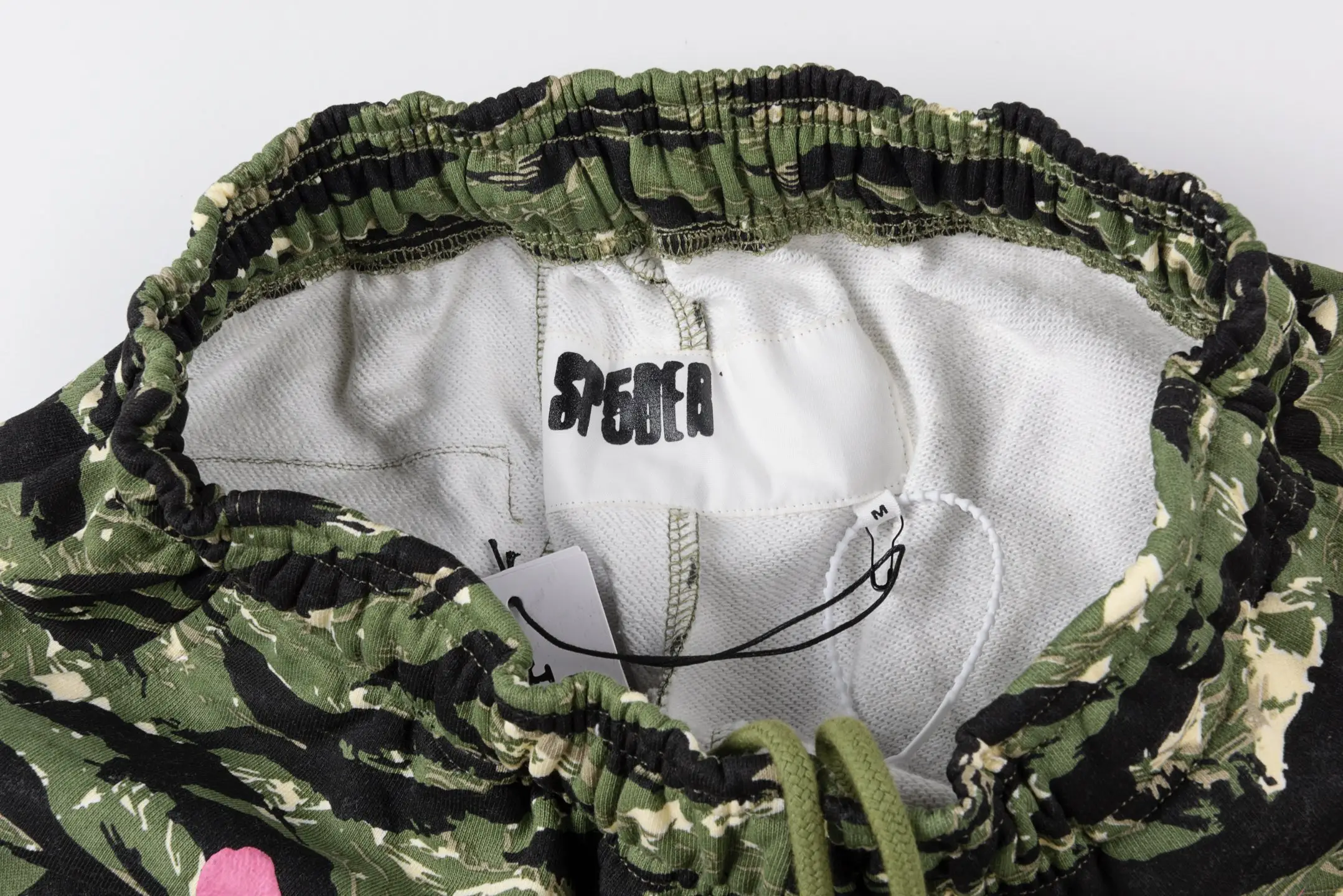 Spenta shorts camouflage green black beige cotton elastic waistband drawstring medium size