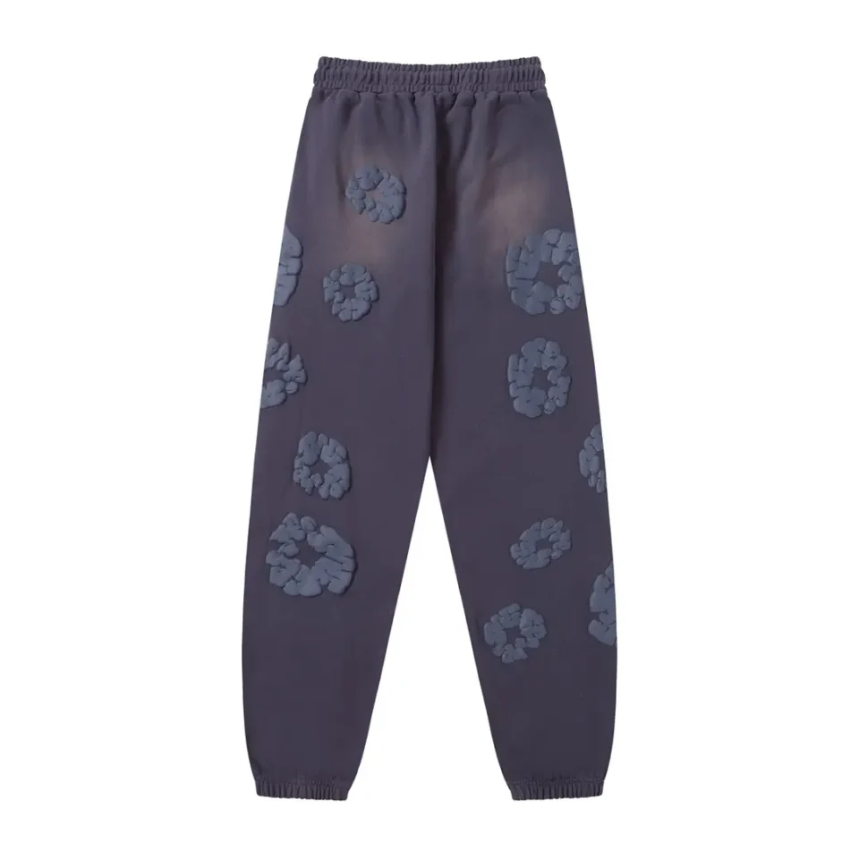 Repsgoat sweatpants navy blue cotton blend with textured abstract print elastic waist and cuffs
