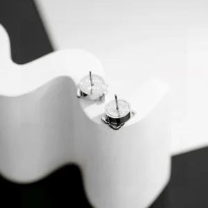 Miu Miu stud earrings silver metal logo detail fashion accessory minimalist design