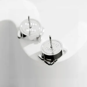 Miu Miu stud earrings silver metal round logo detail accessory pair