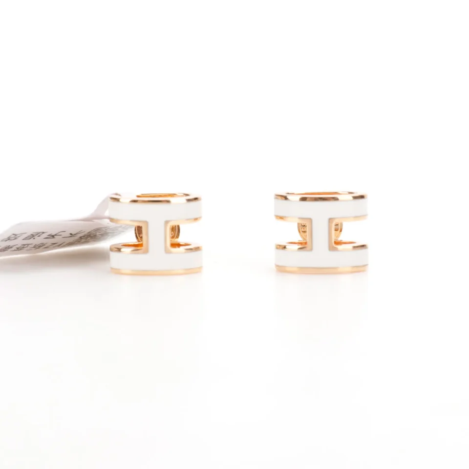 Hermes Hapi ring white enamel gold plated metal accessory double band design