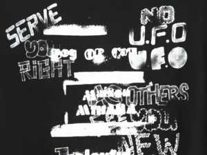 Repsgoat graffiti print black cotton t-shirt with white abstract text art design