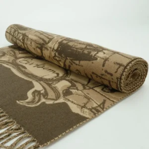 Burberry scarf beige brown wool blend fringed edges luxury accessory