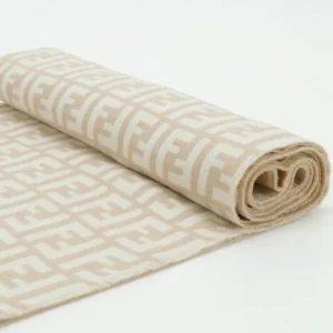 Fendi scarf beige white wool blend monogram pattern luxury accessory