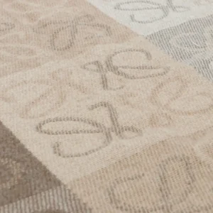 Dior shawl scarf beige gray wool blend fabric with subtle Dior signature logo pattern