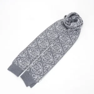 Loewe scarf gray wool jacquard pattern winter accessory