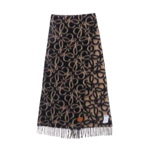 Loewe Double-Sided Floral Jacquard Wool Mohair Fringe Long Scarf – Premium Winter Shawl