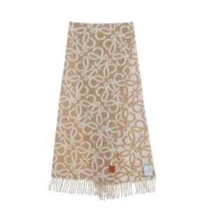 Loewe Double-Sided Floral Jacquard Wool Mohair Fringe Long Scarf – Luxury Designer