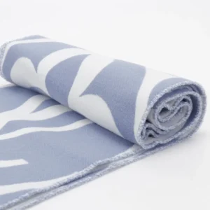 Repsgoat towel light blue white cotton fabric beach towel rolled up