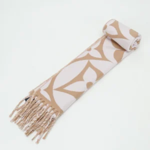 Louis Vuitton Objets Nomades scarf beige white jacquard wool with fringe edges accessory