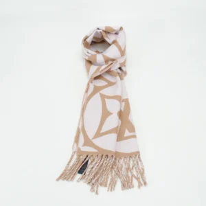 Louis Vuitton scarf beige white wool fringed edges accessory